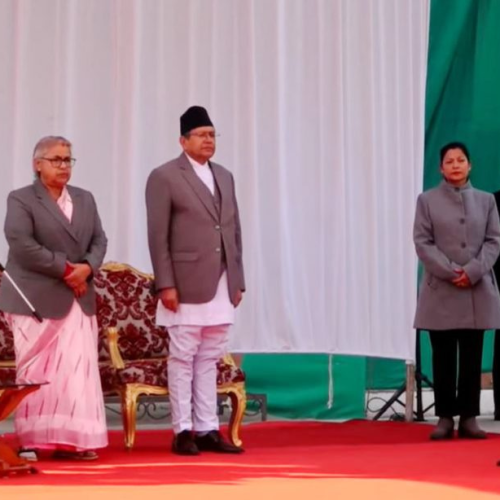 शपथ लिए परराष्ट्रमन्त्री शर्माले