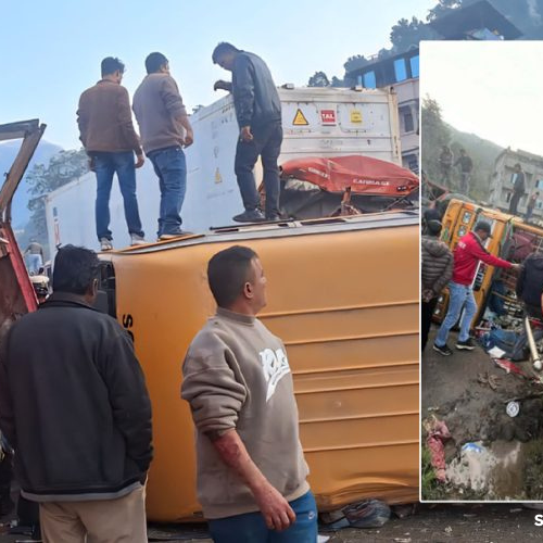 ६ वटा सवारी साधन एक आपसमा ठोक्किएर दुर्घटना धादिङको चालिसेमा