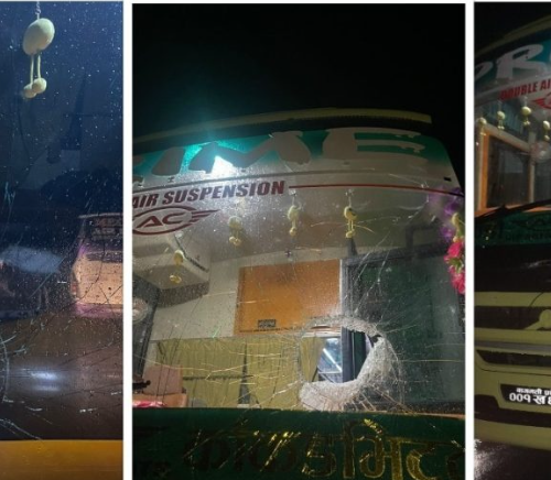 ढुंगो बजारियो गुडिरहेको नाइट बसको क्याबिनमा
